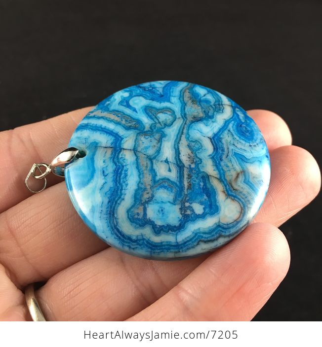 Circular Blue Mexican Crazy Lace Agate Stone Jewelry Pendant - #dqM1DxIEiTM-4