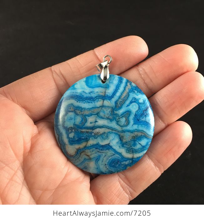 Circular Blue Mexican Crazy Lace Agate Stone Jewelry Pendant - #dqM1DxIEiTM-1