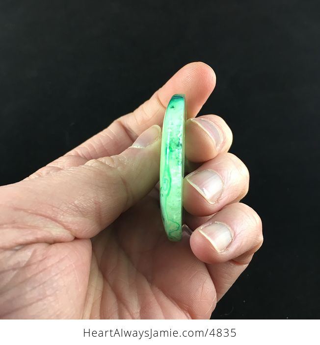 Circular Green Druzy Agate Stone Jewelry Pendant - #ZzP7a3iaAOw-4