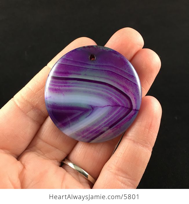 Circular Purple Agate Stone Jewelry Pendant - #l3aiPa8StgE-1