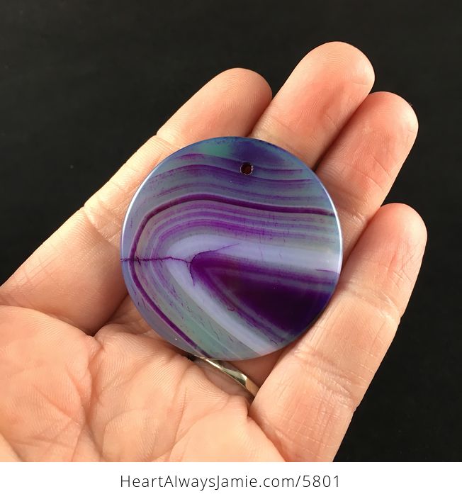 Circular Purple Agate Stone Jewelry Pendant - #l3aiPa8StgE-6