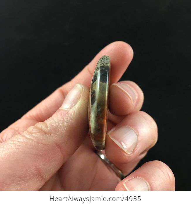 Circular Rainforest Rhyolite Jasper Stone Pendant Jewelry - #9aebNzHW0QM-5