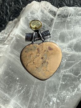 Citrine and Maligano Heart Crystal Stone Jewelry Pendant #Lv30ya2RBXI