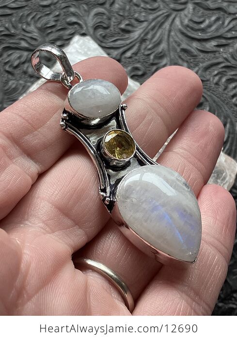 Citrine and Rainbow Moonstone Jewelry Crystal Pendant - #JT6vUewu1BI-3