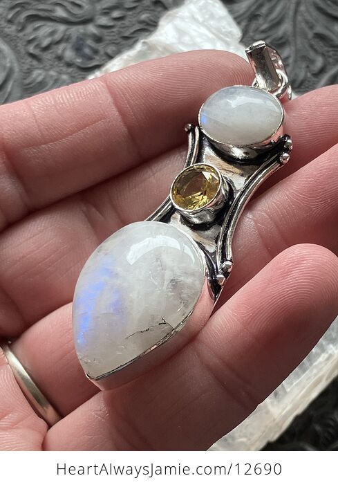 Citrine and Rainbow Moonstone Jewelry Crystal Pendant - #JT6vUewu1BI-9