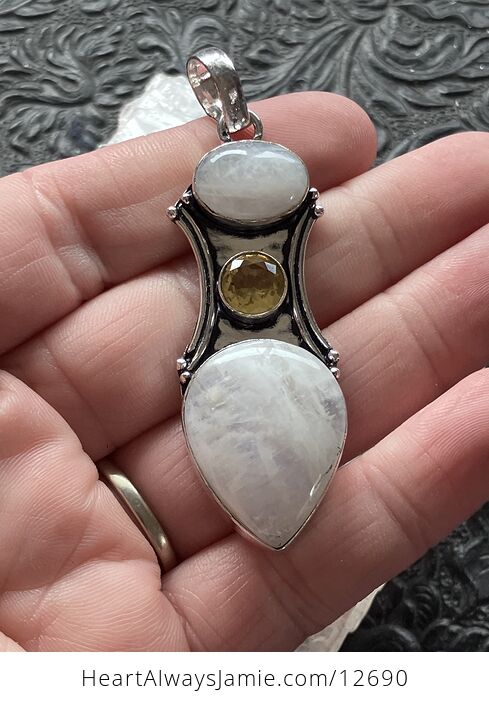 Citrine and Rainbow Moonstone Jewelry Crystal Pendant - #JT6vUewu1BI-2