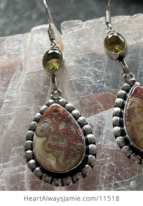 Citrine and Red and Yellow Crazy Lace Agate Stone Jewelry Earrings - #cAHGOl6gFlI-5