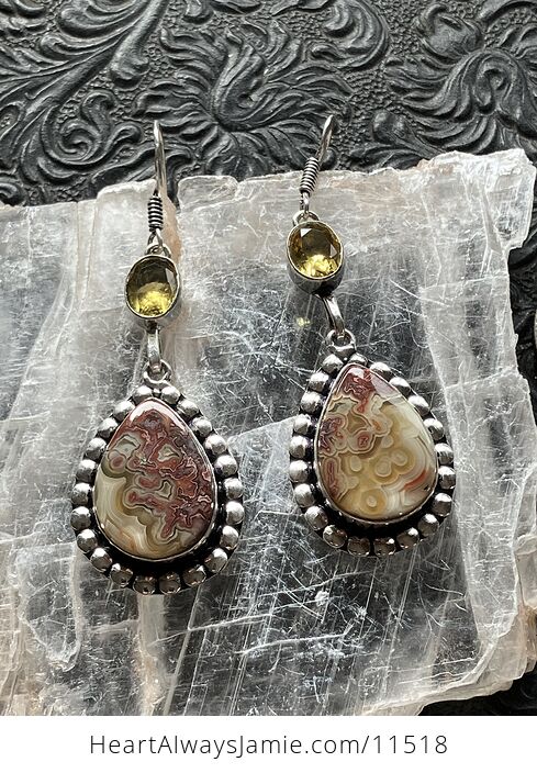 Citrine and Red and Yellow Crazy Lace Agate Stone Jewelry Earrings - #cAHGOl6gFlI-1