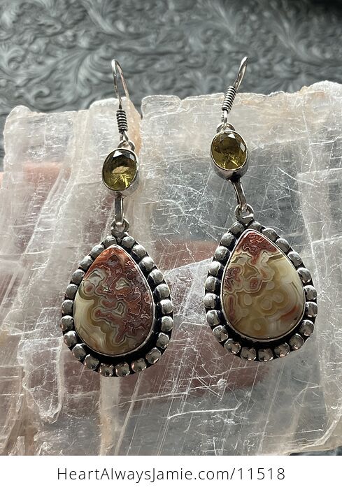 Citrine and Red and Yellow Crazy Lace Agate Stone Jewelry Earrings - #cAHGOl6gFlI-2
