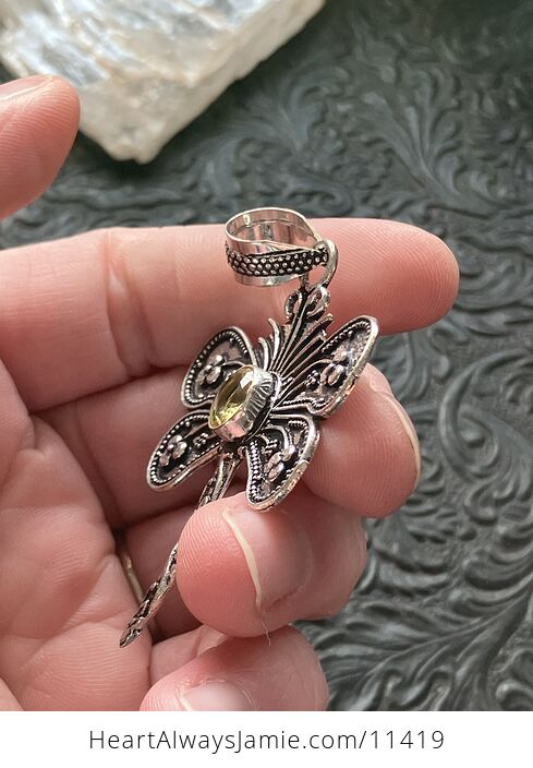 Citrine Dragonfly Stone Jewelry Crystal Pendant - #Mjf2QvawCqA-3