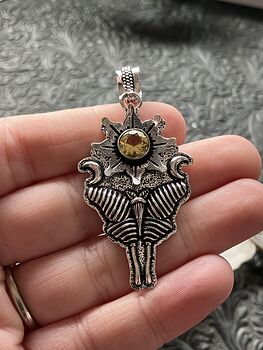 Citrine Flower Luna Moth Sun Crescent Moon Lunar Mystic Stone Jewelry Crystal Pendant #YSlBqDEWl3Q