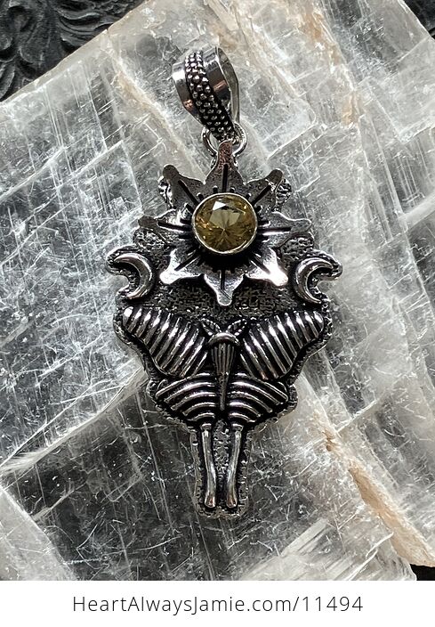 Citrine Flower Luna Moth Sun Crescent Moon Lunar Mystic Stone Jewelry Crystal Pendant - #YSlBqDEWl3Q-4