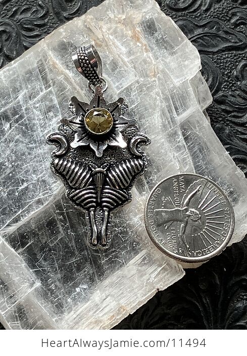 Citrine Flower Luna Moth Sun Crescent Moon Lunar Mystic Stone Jewelry Crystal Pendant - #YSlBqDEWl3Q-5