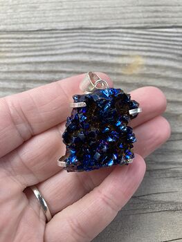 Cobalt Aura Quartz Crystal Pendant #MCEKu4YcCFU