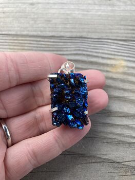 Cobalt Aura Quartz Crystal Pendant #kEPwLuGpmAE