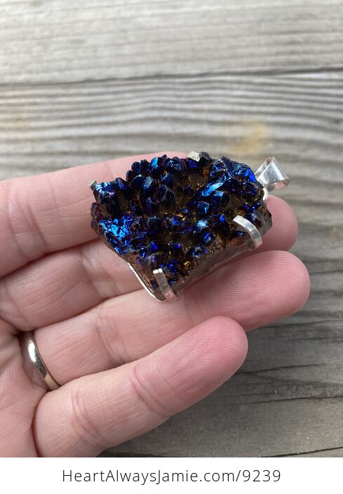 Cobalt Aura Quartz Crystal Pendant - #MCEKu4YcCFU-3