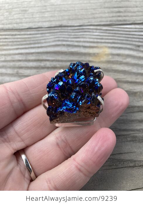 Cobalt Aura Quartz Crystal Pendant - #MCEKu4YcCFU-2