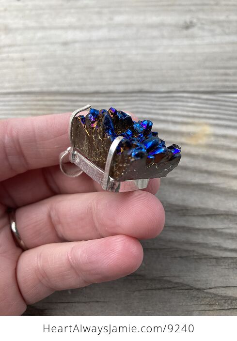 Cobalt Aura Quartz Crystal Pendant - #kEPwLuGpmAE-5