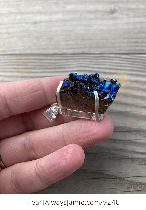 Cobalt Aura Quartz Crystal Pendant - #kEPwLuGpmAE-4