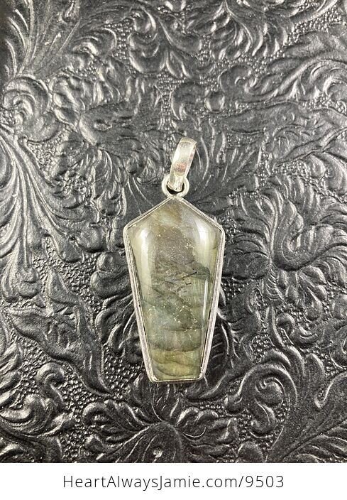 Coffin Shaped Natural Flash Labradorite Crystal Stone Jewelry Pendant - #CdFsWSx8AdI-3