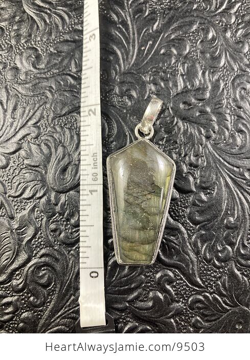 Coffin Shaped Natural Flash Labradorite Crystal Stone Jewelry Pendant - #CdFsWSx8AdI-4