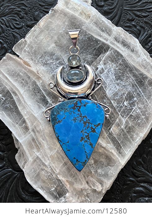 Color Treated Blue Magnesite and Topaz Witchy Mustic Lunar Crystal Stone Jewelry Pendant - #HzkFwNhQNWQ-4