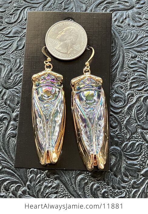 Colorful Ab Coated Electroplated Glass Cicada Earrings - #3khSXSzrReA-6
