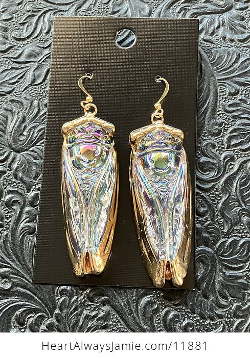 Colorful Ab Coated Electroplated Glass Cicada Earrings - #3khSXSzrReA-1