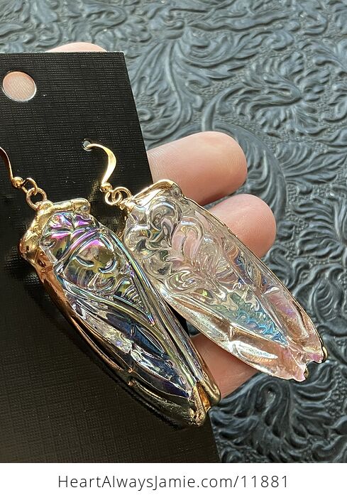 Colorful Ab Coated Electroplated Glass Cicada Earrings - #3khSXSzrReA-7