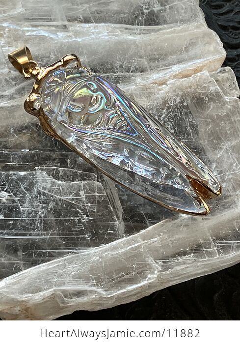 Colorful Ab Coated Electroplated Glass Cicada Pendant Jewelry - #oLRMRMR7HRU-8