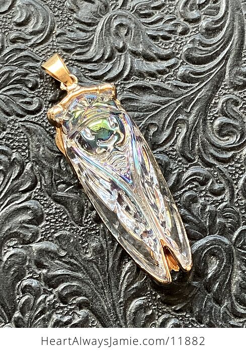 Colorful Ab Coated Electroplated Glass Cicada Pendant Jewelry - #oLRMRMR7HRU-5