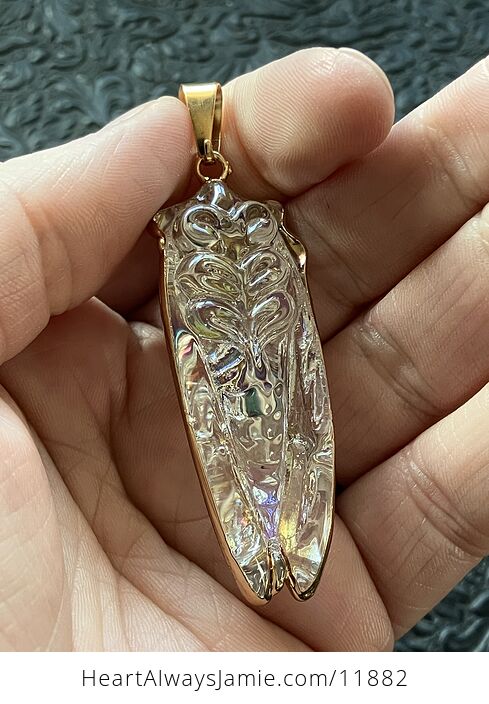 Colorful Ab Coated Electroplated Glass Cicada Pendant Jewelry - #oLRMRMR7HRU-4