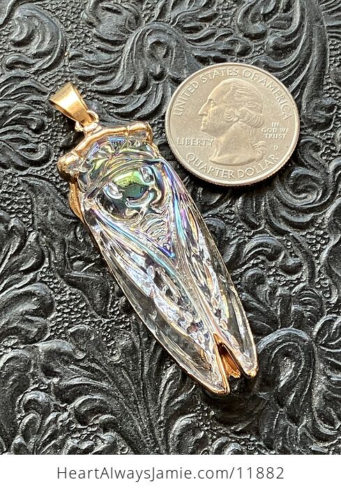 Colorful Ab Coated Electroplated Glass Cicada Pendant Jewelry - #oLRMRMR7HRU-6
