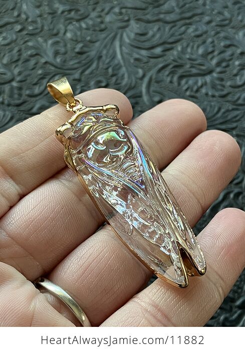 Colorful Ab Coated Electroplated Glass Cicada Pendant Jewelry - #oLRMRMR7HRU-1
