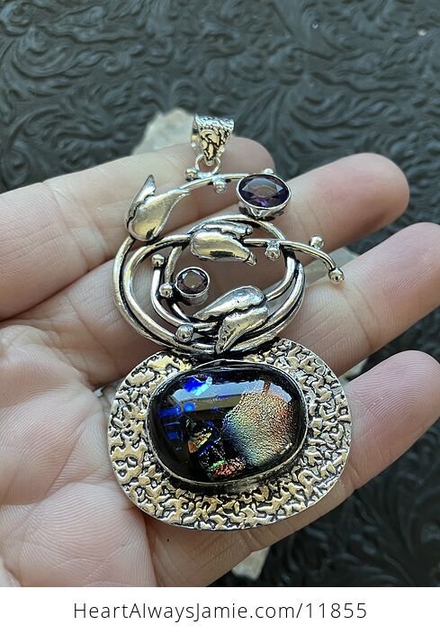 Colorful Abalone Shell and Amethyst Tulip Flower Crystal Stone Jewelry Pendant - #qEib7uBlyz8-5