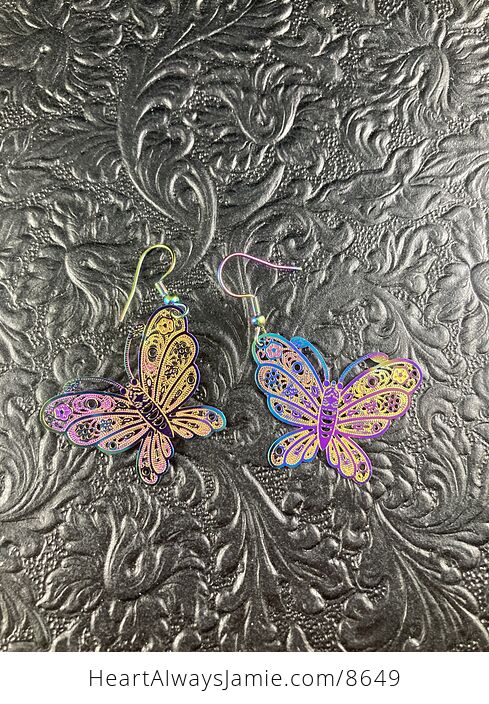 Colorful Chameleon Metal Butterfly Earrings - #ZsZ94F3nWww-2