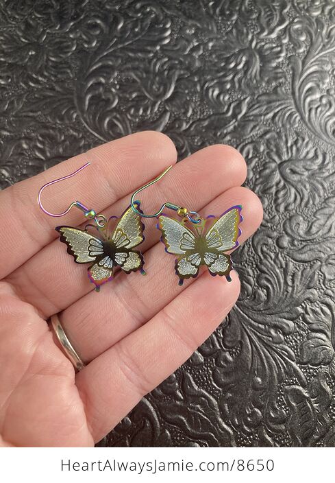 Colorful Chameleon Metal Butterfly Earrings - #iuPZhMITTME-1
