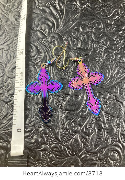 Colorful Chameleon Metal Cross Earrings - #ilRkcVxRt1Y-5