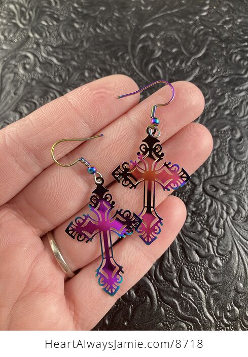 Colorful Chameleon Metal Cross Earrings - #ilRkcVxRt1Y-1