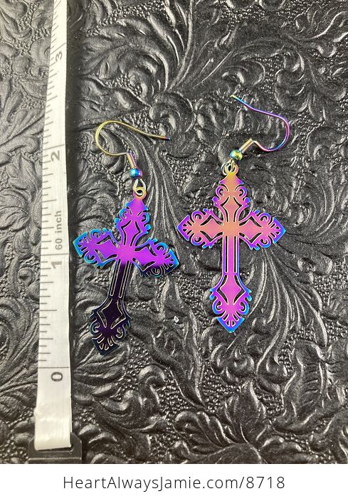 Colorful Chameleon Metal Cross Earrings - #ilRkcVxRt1Y-8