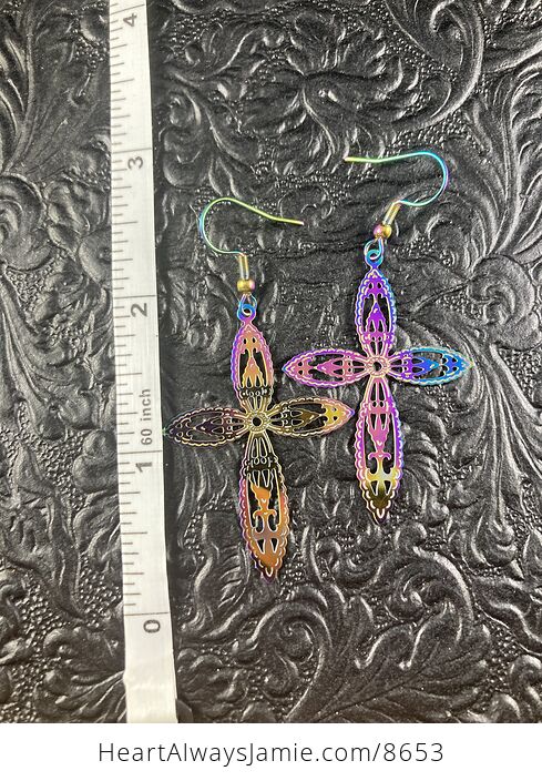 Colorful Chameleon Metal Cross Earrings - #zegZMn872yI-3