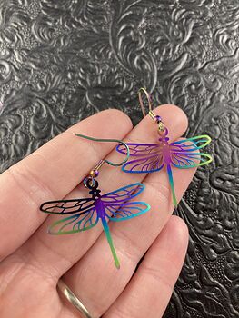 Colorful Chameleon Metal Dragonfly Earrings #dO3stAnJYSI