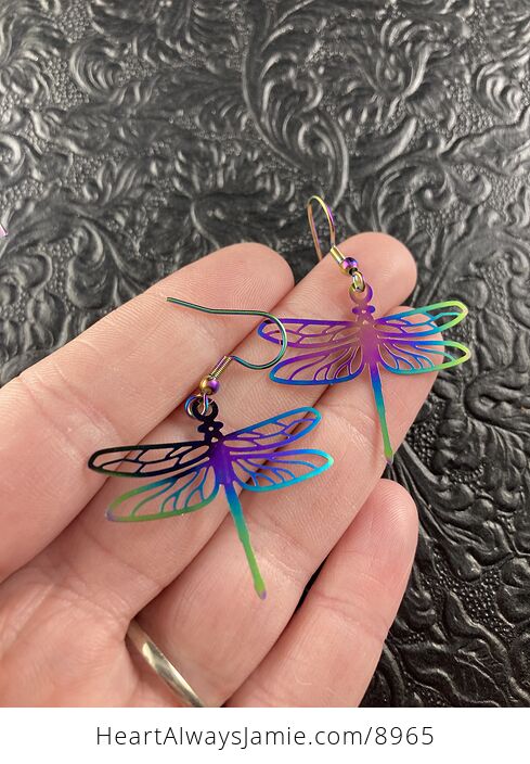 Colorful Chameleon Metal Dragonfly Earrings - #dO3stAnJYSI-1