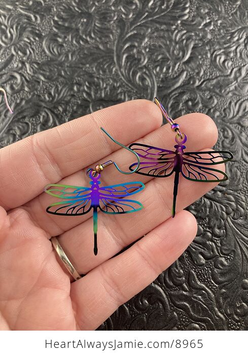 Colorful Chameleon Metal Dragonfly Earrings - #dO3stAnJYSI-3