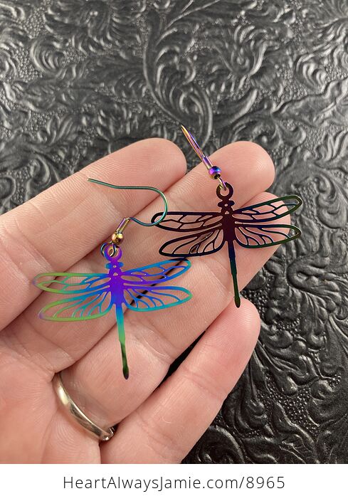 Colorful Chameleon Metal Dragonfly Earrings - #dO3stAnJYSI-2