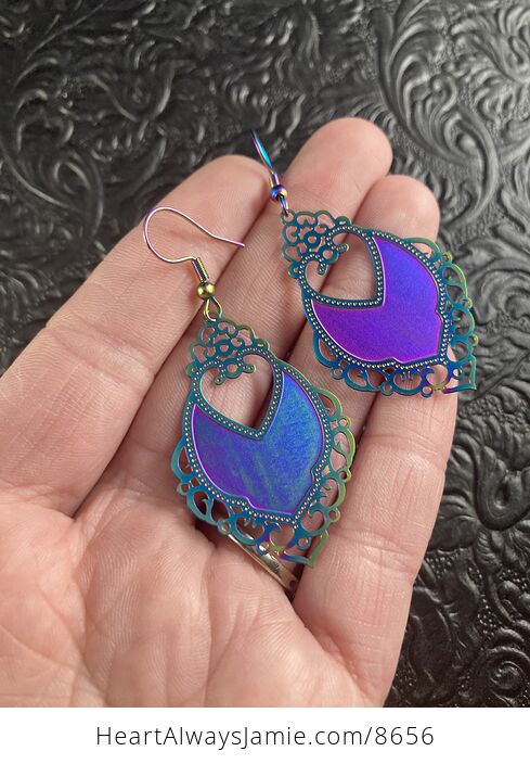 Colorful Chameleon Metal Drop Earrings - #LXqykgOCVnY-1
