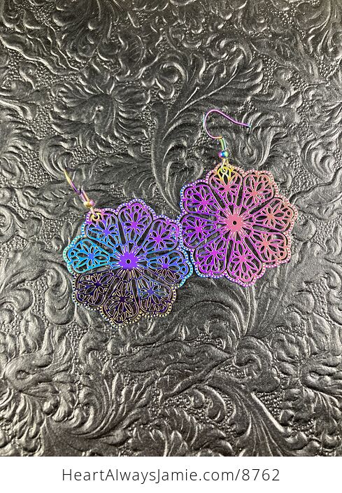 Colorful Chameleon Metal Fancy Snowflake Earrings - #DUh1egr2xVw-3