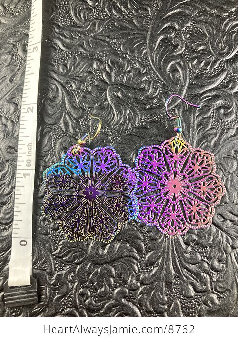 Colorful Chameleon Metal Fancy Snowflake Earrings - #DUh1egr2xVw-4