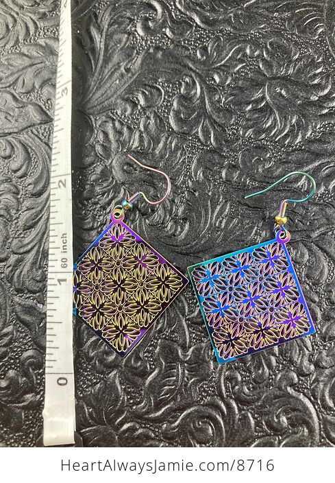 Colorful Chameleon Metal Floral Diamond Earrings - #5LNlBfa9WsE-4