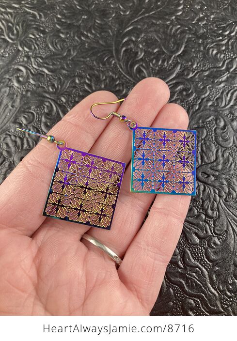 Colorful Chameleon Metal Floral Diamond Earrings - #5LNlBfa9WsE-2